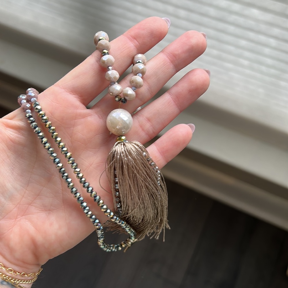 Anthropologie Serefina moonstone tassel necklace. - Picture 2 of 6